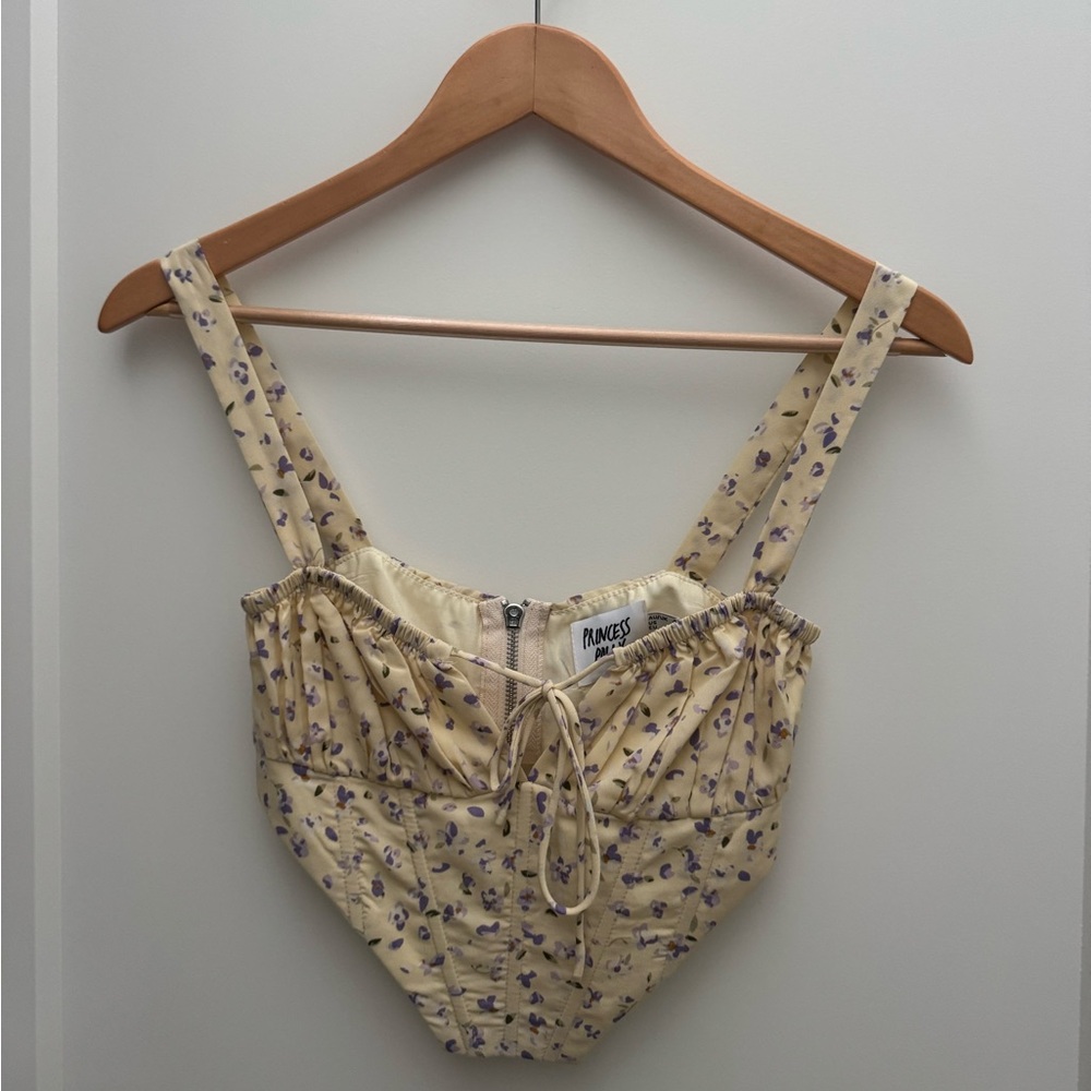 Princess Polly Yellow and Purple Floral Crop Top